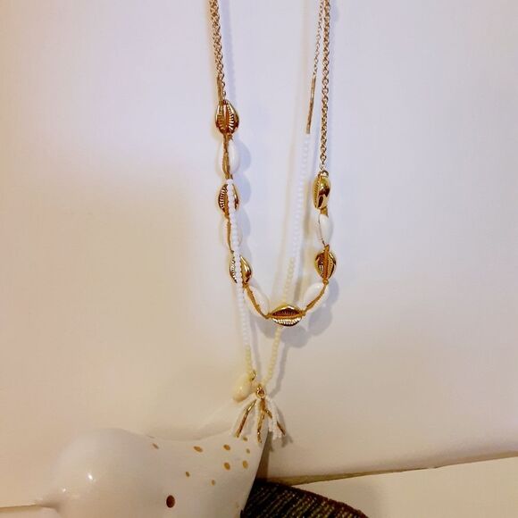 J. Crew Seaside Shells and Pearls Brass Casting Necklace 16"-20" Length NWT - Picture 10 of 10